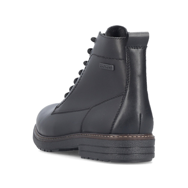 Buty męskie zimowe Rieker 33143 botki ocieplane skórzane czarne na zamek