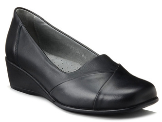 Półbuty damskie czarne Axel 1611 skórzane na haluksy na koturnie