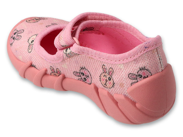 Kapcie dziecięce różowe Befado 109P270 baleriny do przedszkola na rzepy