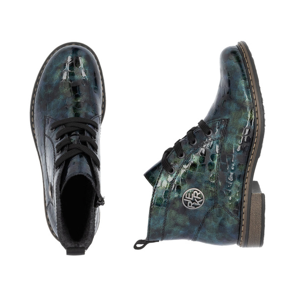 Botki damskie Rieker 71205 ocieplane jesienne za kostkę lakierowane 