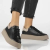 Sneakersy damskie Filippo DP6119 półbuty skórzane czarne na platformie