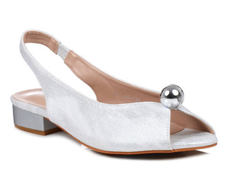 Sandały damskie na płaskim obcasie srebrne T.Sokolski L25-136 eleganckie