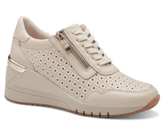 Sneakersy damskie Marco Tozzi 23501 buty na koturnie beżowe skórzane