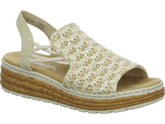 Sandały damskie Rieker 62741-60 na koturnie tęgość H szersze beżowe