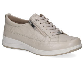 Buty damskie szerokie tęgość K sneakersy beżowe Caprice 23727 skórzane