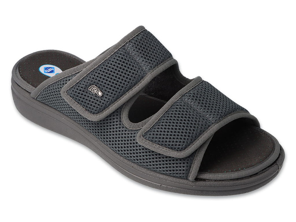 Kapcie męskie Dr Orto 083M002 pantofle domowe szerokie zdrowotne szare