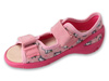 Kapcie dziecięce Befado 063X019 dziewczęce sandałki różowe na rzepy