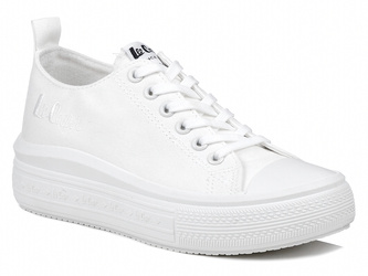 Trampki damskie całe białe Lee Cooper 3221 na platformie tekstylne