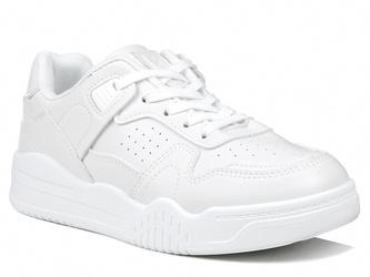 Sneakersy damskie całe białe News 6781 buty sportowe niskie sznurowane