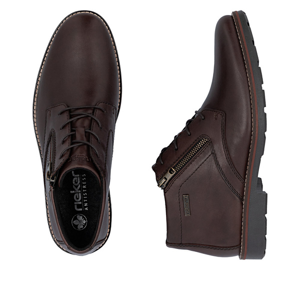 Buty męskie botki zimowe brązowe Rieker 15324 skórzane membrana na zamek