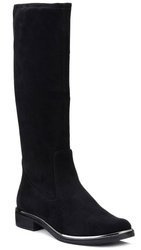 Kozaki damskie zamszowe czarne Caprice 25512 na zamek na płaskim obcasie