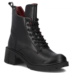 Botki damskie ocieplane jesienne Filippo DBT6501/25 skórzane na obcasie