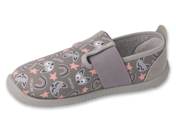 Kapcie dziecięce barefoot Befado 901X019 dziewczęce do przedszkola szare