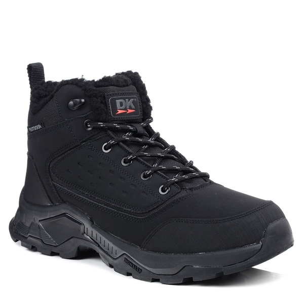 Buty zimowe męskie ocieplane DK L17156 trekkingowe wysokie skórzane