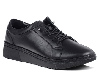 Sneakersy damskie czarne Loretta Vitale 5277 półbuty skórzane platforma