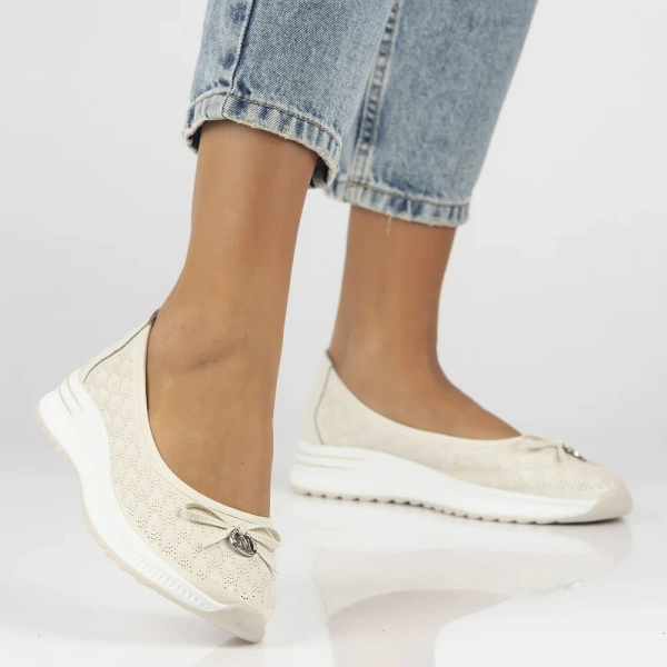 Baleriny damskie beżowe Filippo DP6718/26 baletki skórzane na platformie