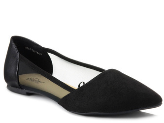 Baleriny damskie płaskie ekoskóra czarne w szpic Evento 2015