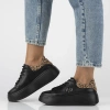 Sneakersy damskie czarne Filippo DP6058 półbuty skórzane na platformie