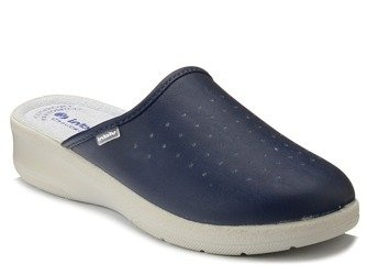 Klapki damskie medyczne sanitarne Inblu 50-33 granatowe skórzana wkładka