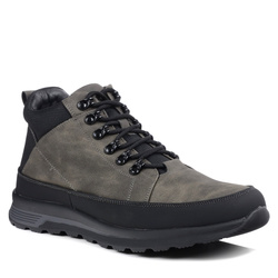 Buty męskie zimowe szare Unisoft 9434 za kostkę ocieplane kożuszkiem