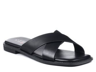 Klapki damskie płaskie czarne wygodne miękkie S.Barski KV27-002