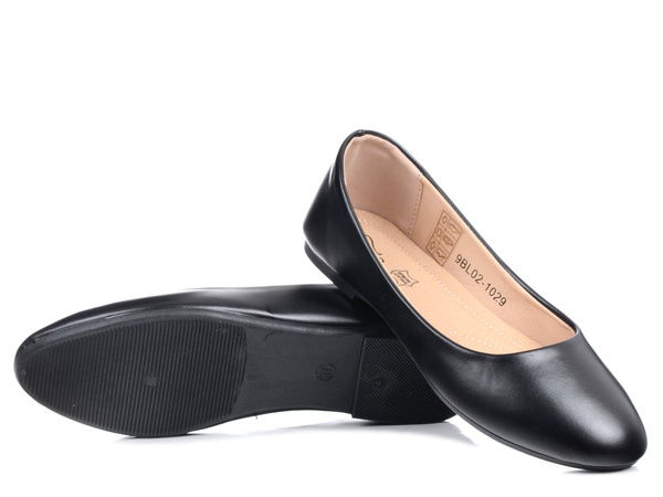 Baleriny baletki damskie ekoskóra wkładka skórzana czarne Evento 1029 