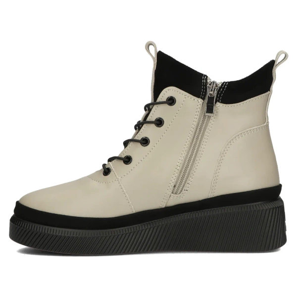 Botki damskie ocieplane na platformie skórzane Filippo DBT4799/25 beżowe