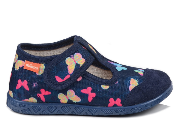 Kapcie dziewczęce do przedszkola szerokie profilowane Milami 112 na rzep