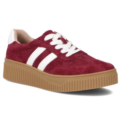 Sneakersy damskie na platformie skórzane bordowe Filippo DP6776/25