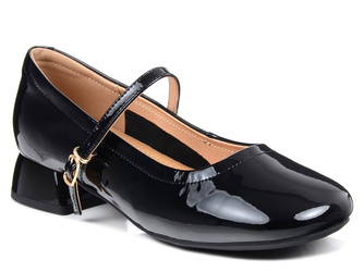 Czółenka damskie czarne Mary Jane Loretta Vitale W5310 lakierowane