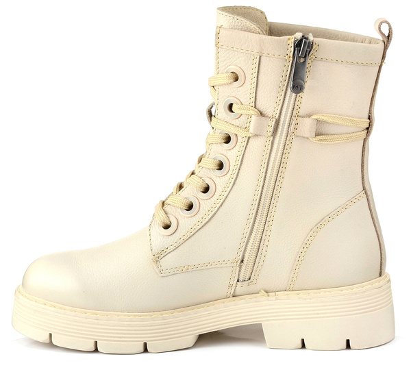 Trapery damskie beżowe Marco Tozzi 25286 workery skórzane ocieplane