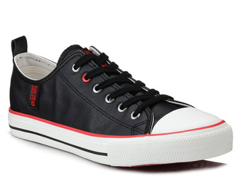 Trampki męskie Big Star JJ174068 czarne z ekoskóry niskie sznurowane