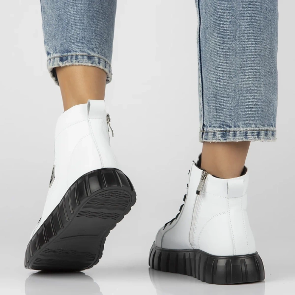 Botki damskie skórzane na platformie Filippo DBT4146 białe jesienne