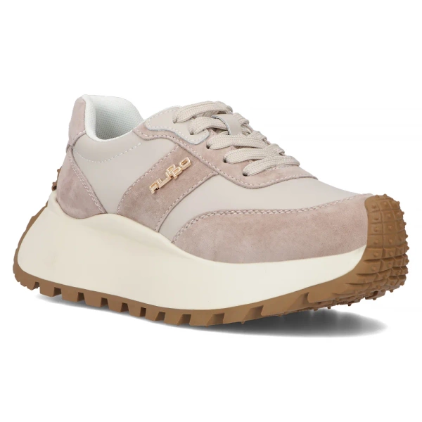 Sneakersy damskie beżowe  Filippo DP6785/25 buty na platformie skórzane