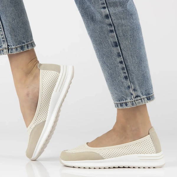 Baleriny damskie Filippo DP6134/26 skórzane beżowe na niskiej platformie