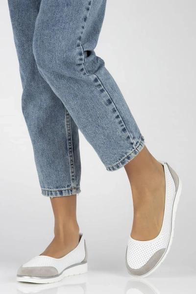 Baleriny damskie skórzane wiosenno-letnie białe Filippo DP4524 wygodne