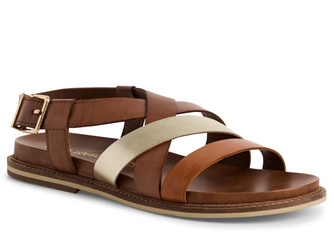 Sandały damskie brązowe MARCO TOZZI 28426 skórzane płaskie wygodne