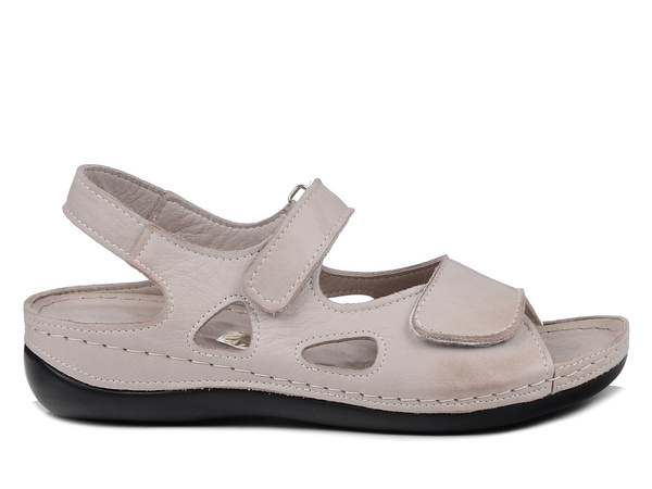 Sandały damskie beżowe  T.Sokolski L26-158 skórzane na rzepy wygodne