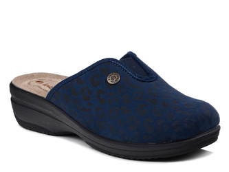 Kapcie damskie granatowe Inblu LV-16 pantofle domowe zakryte na koturnie