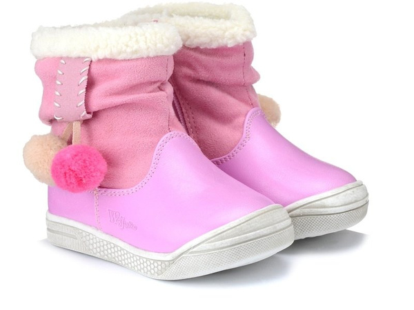 Trzewiki dziecięce dziewczęce różowe ocieplane 1Z20038 Wojtyłko na suwak