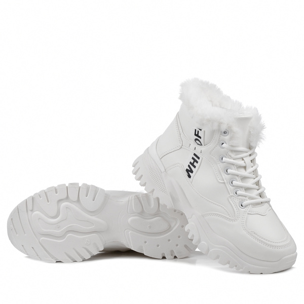 Sneakersy damskie białe News 9121 buty sportowe zimowe ocieplane wysokie