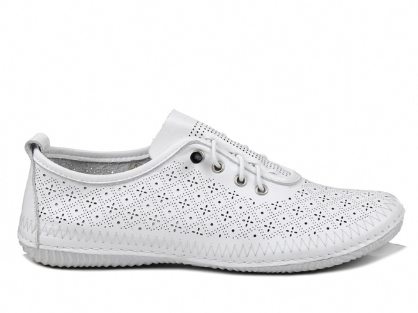 Półbuty damskie białe T.Sokolski 1302 buty skórzane ażurowe wygodne