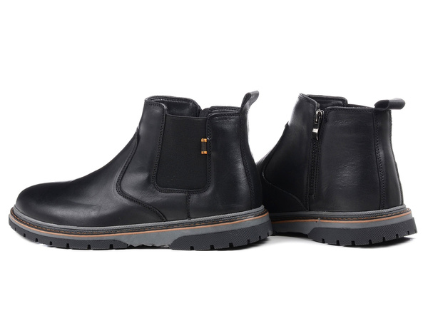 Buty zimowe męskie ocieplane skórzane botki czarne T.Sokolski Z25-103