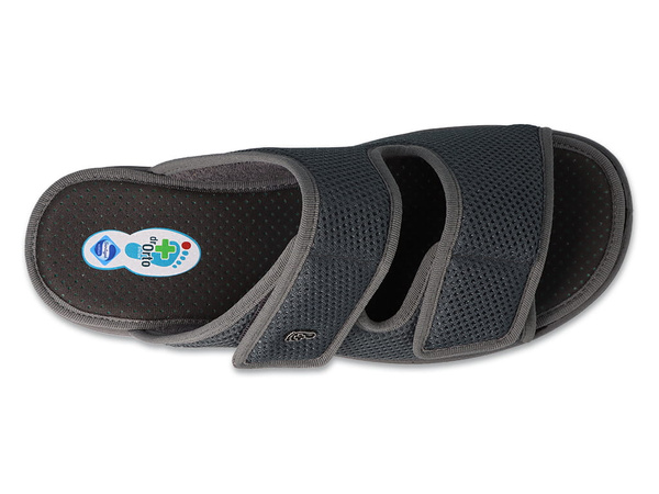 Kapcie męskie Dr Orto 083M002 pantofle domowe szerokie zdrowotne szare