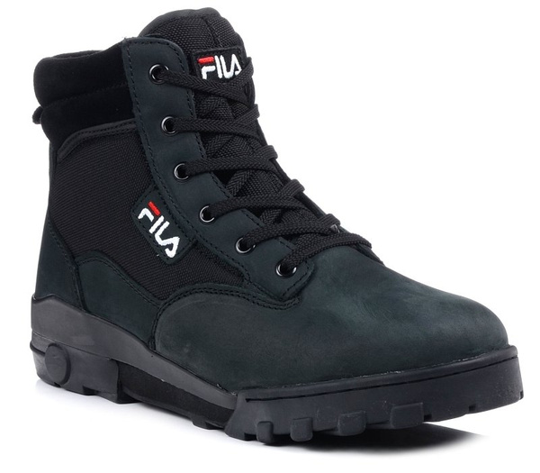 Buty zimowe Fila Grunge II Mid męskie wysokie za kostkę skórzane czarne