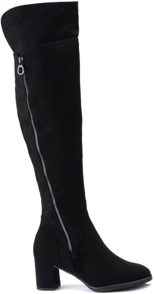 Kozaki damskie czarne Marco Tozzi 25506 na obcasie ocieplane polarem