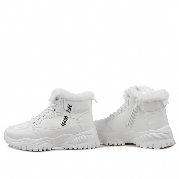Sneakersy damskie białe News 9121 buty sportowe zimowe ocieplane wysokie
