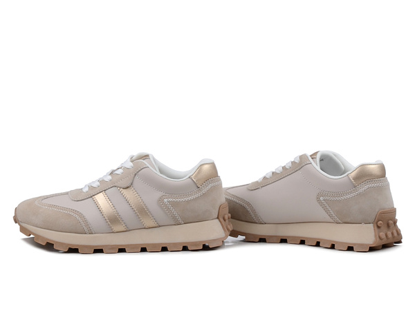 Sneakersy damskie beżowe skórzane S.Barski LR61-7096 sportowe sznurowane