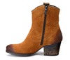 Kowbojki damskie skórzane zamszowe camelowe botki Simen 2087A na obcasie