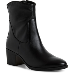 Botki damskie czarne Marco Tozzi 25360 skórzane na obcasie ocieplane